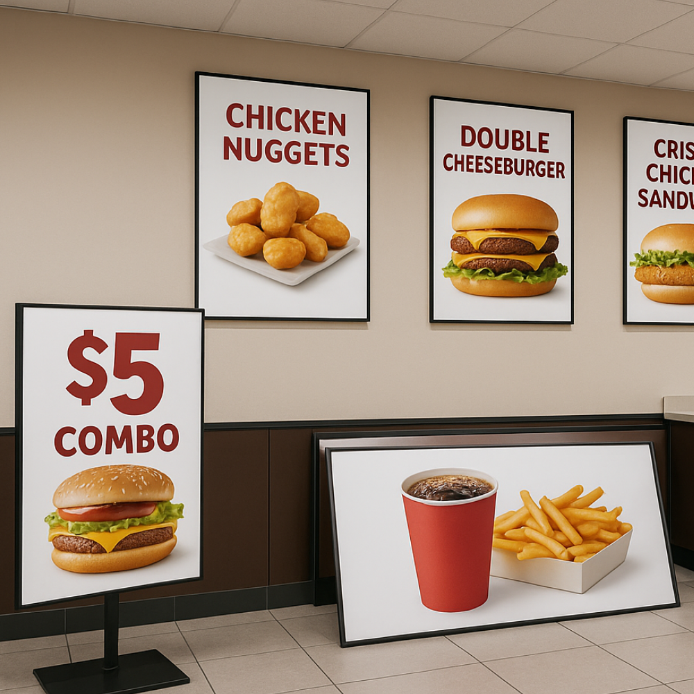 Point-of-purchase print applications for in-store signage, displays, and retail marketing.