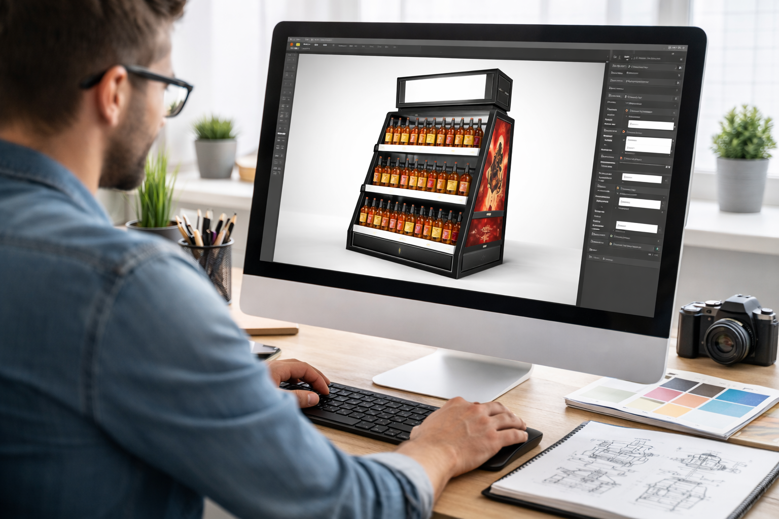 Industries served image featuring branded packaging, printed marketing materials, POS displays, and fulfillment operations supporting retail, financial services, healthcare, personal care, and consumer brands