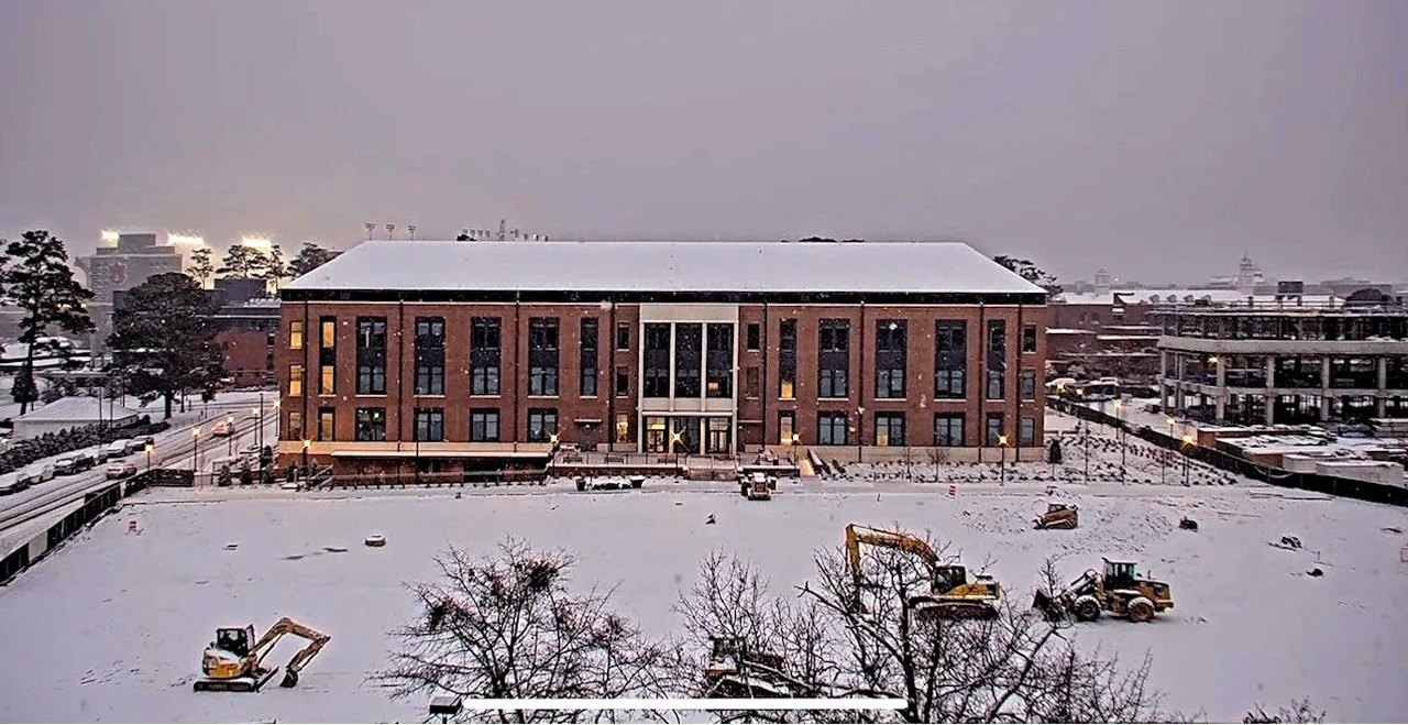 Auburn University College of Education building in the snow