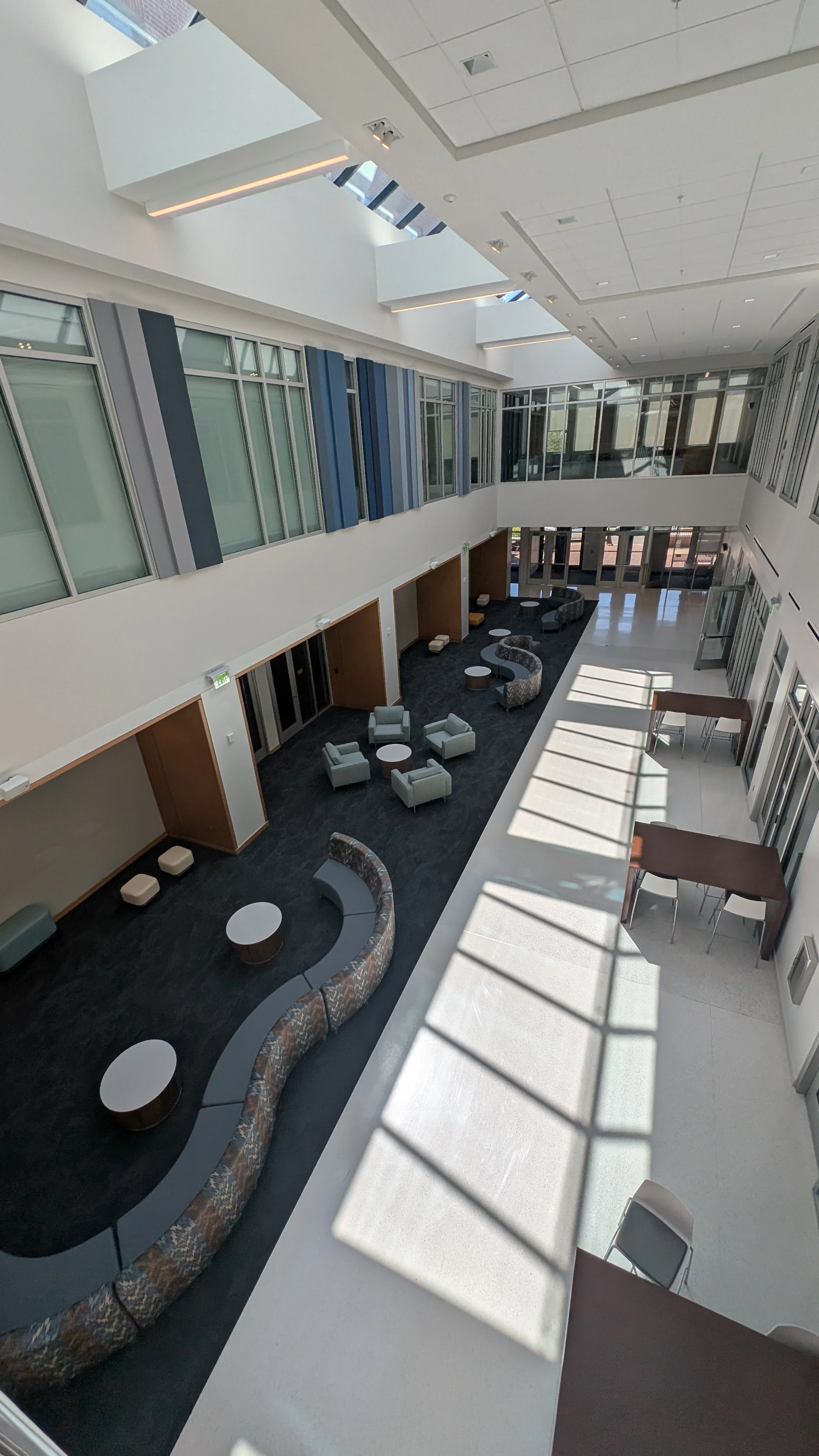 Commons area in Auburn University College of Education building from second story