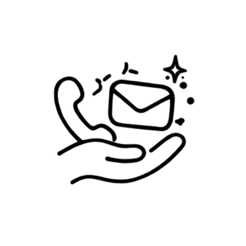 Line drawing of a hand holding a cup with a cat's face inside the cup.