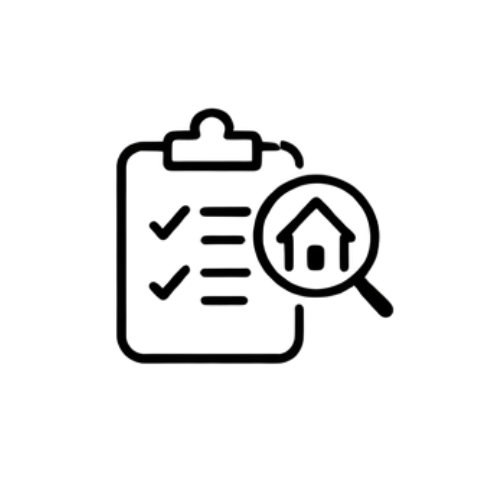 Icon of a document with checkmark and magnifying glass.