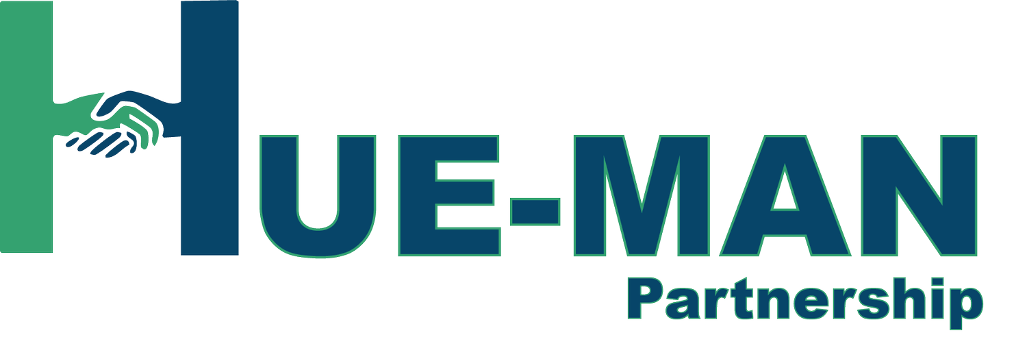 Logo for IUE-MAN Partnership featuring a handshake illustration and stylized text.