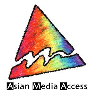 Colorful triangle with a rainbow gradient and the text 'Asian Media Access' below it.
