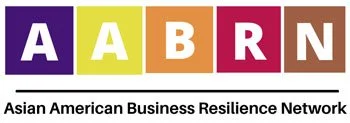 Logo for Asian American Business Resilience Network with colored blocks and the organization's name.