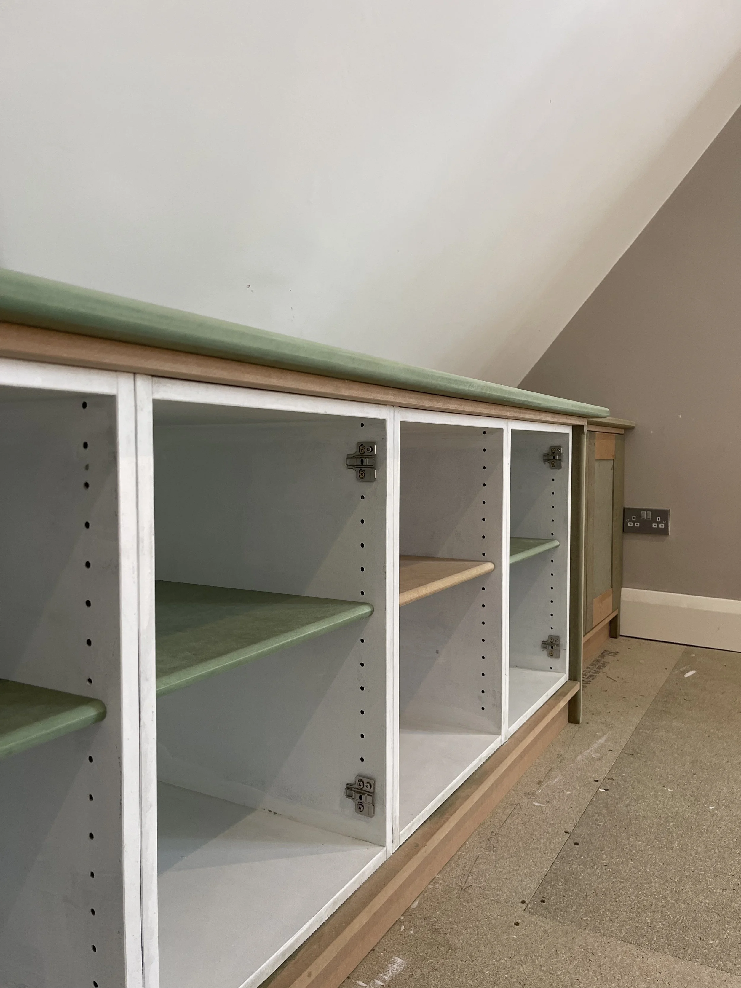 A site-built MDF sideboard unit. Simple and cost-effective