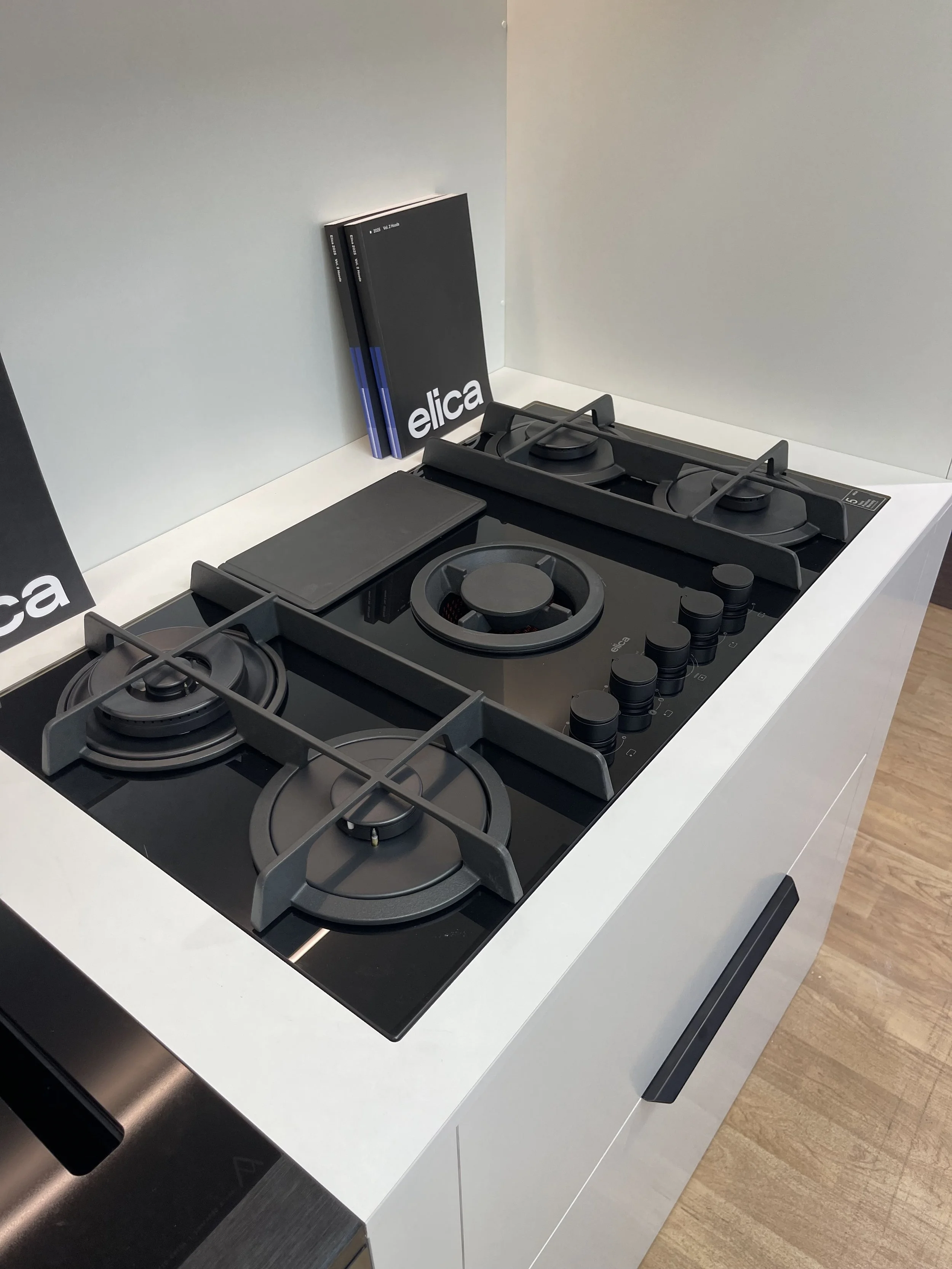 CNC routered cut-out for an Elica gas hob for an Electrical store display