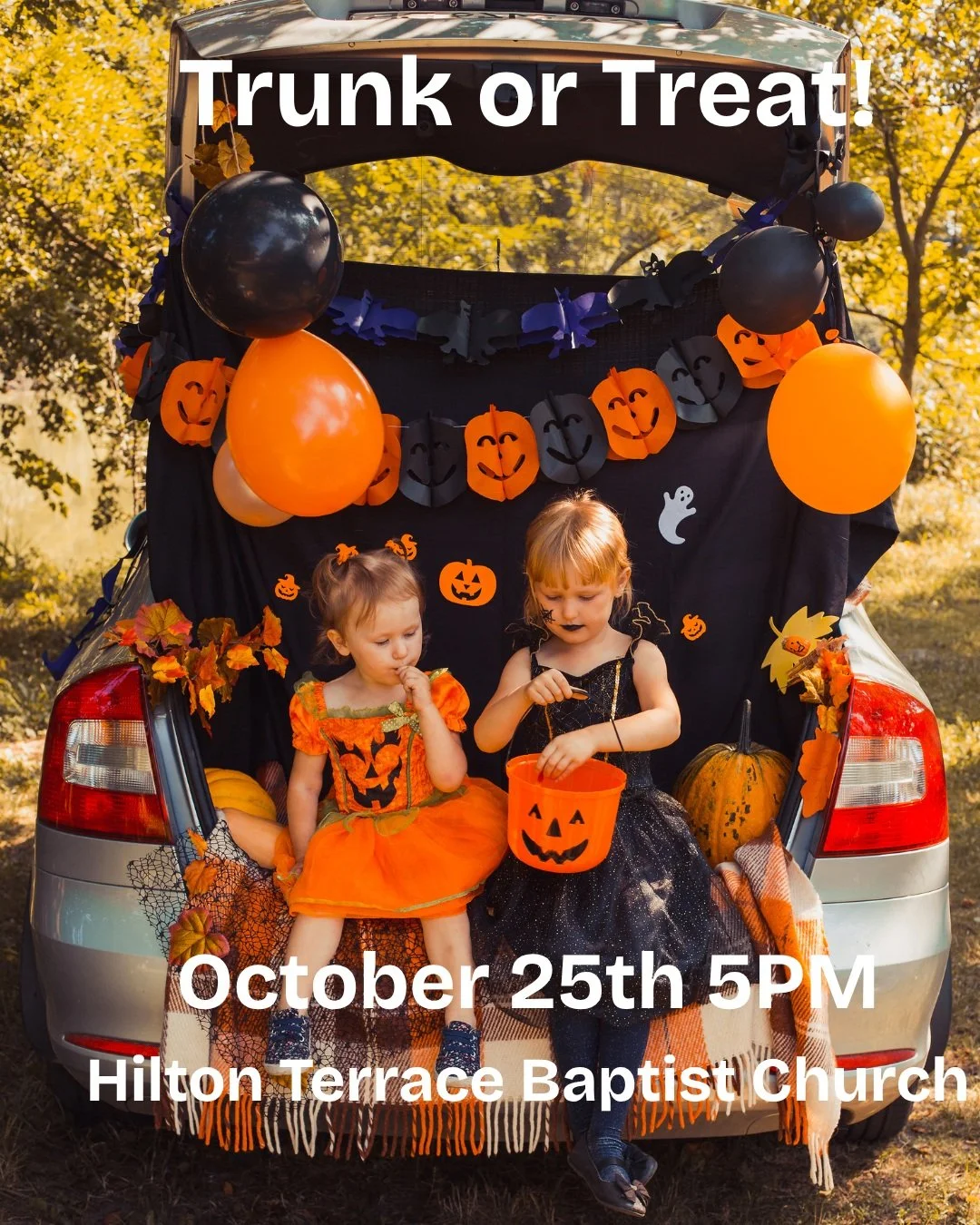 Drop by our parking lot at 5:00 PM on October 25th and get ready to fill your bag with treats! Our trunks will be filled with candy, and we can't wait to see your costume. Make plans to join us for lots of fall family fun!