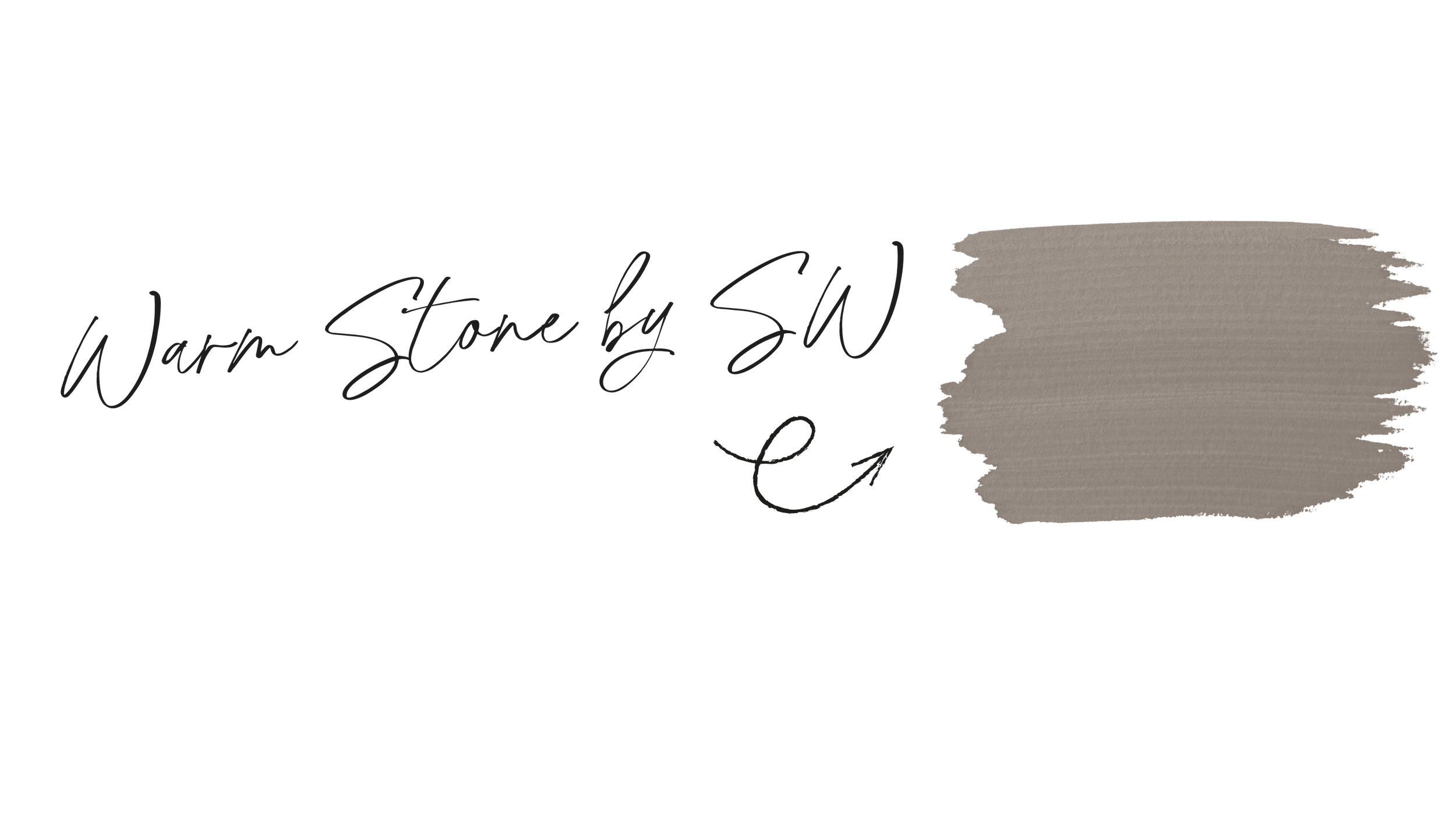 Decorative logo with the text 'Warm Stone by SW' next to a textured beige paint stroke.