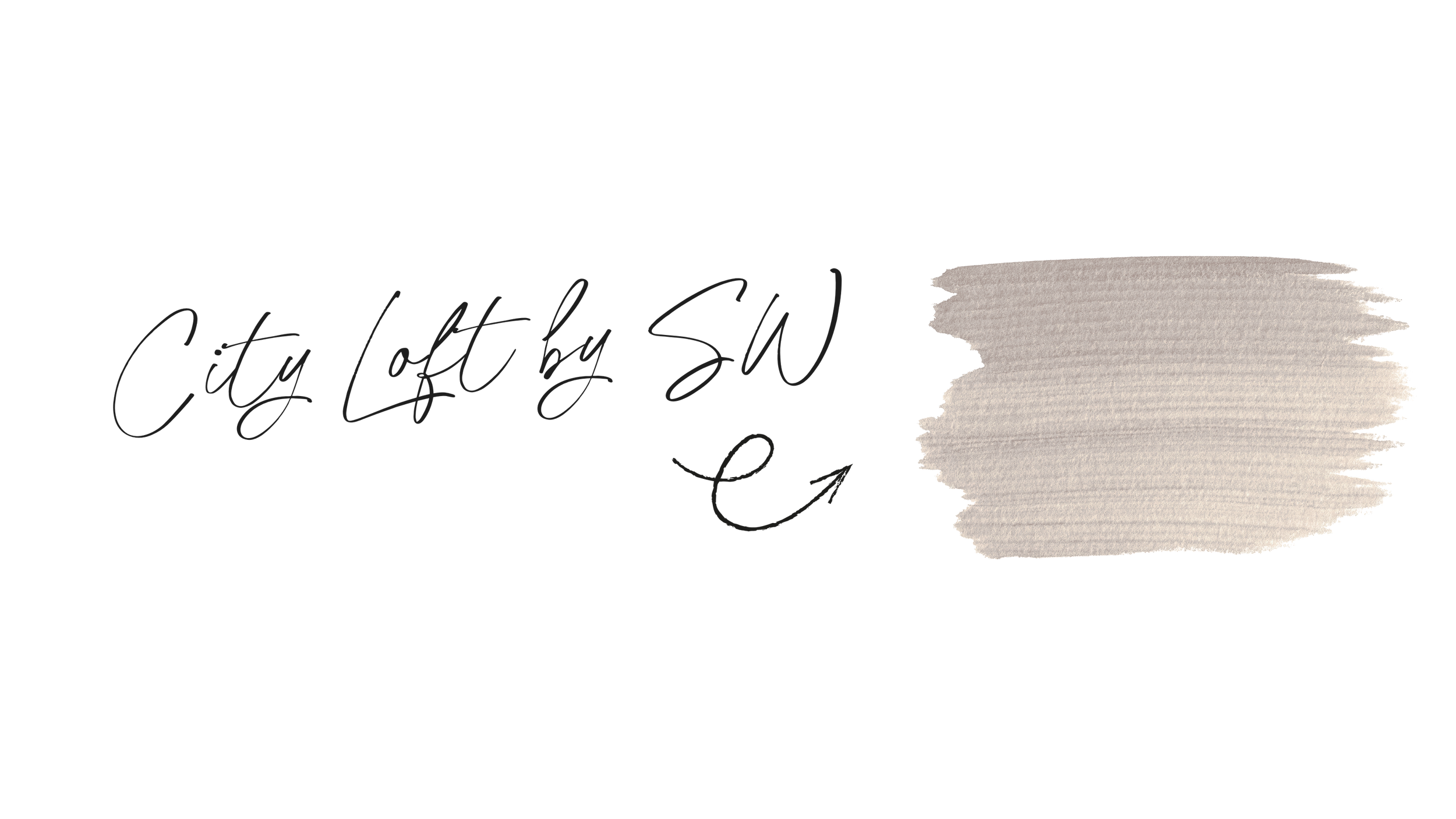 Black background with handwritten-style text that reads "City Loft by SW" and a large, irregular beige paintbrush stroke.
