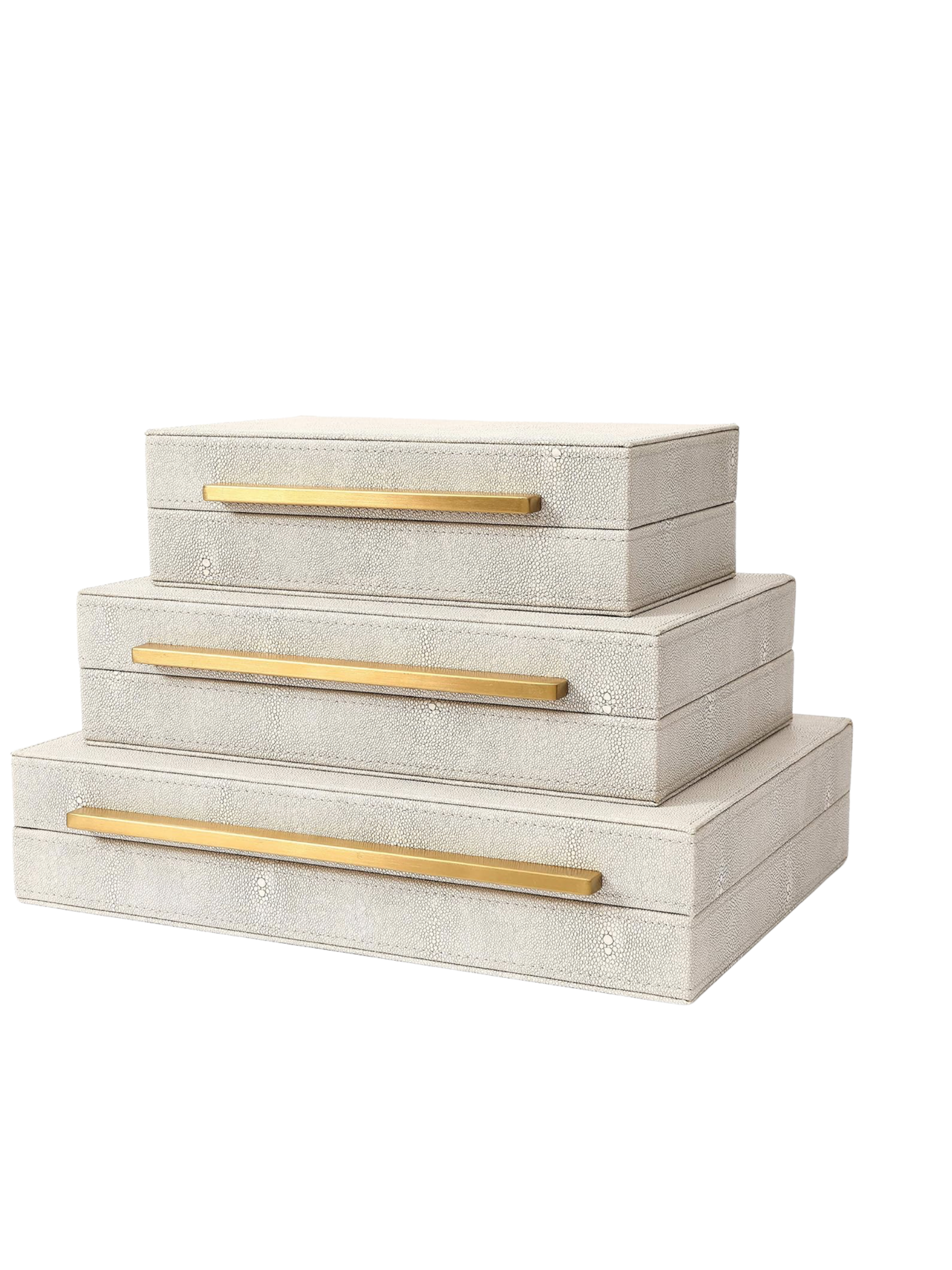 Set of decorative velvet boxes with a soft textured finish, styled as home décor.