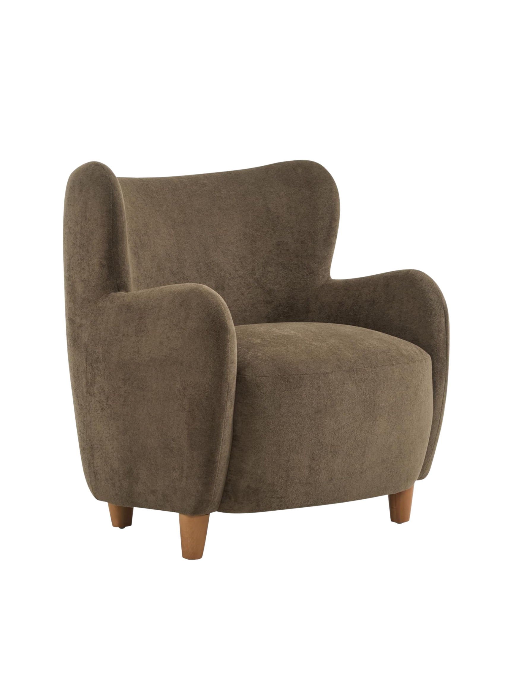 Cozy brown velvet accent chair featuring a sleek silhouette and plush upholstery, offering a stylish look for less