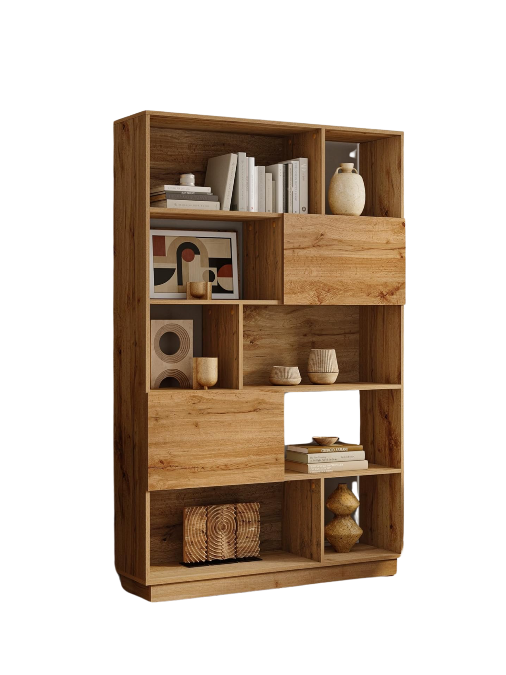 UNIQUE WOOD BOOKSHELF FOR LIBRARY, BEDROOM, OFFICE OR FAMILY ROOM, ORGANIZATION, SCANDINANVIAN DESIGN, COZY HOME