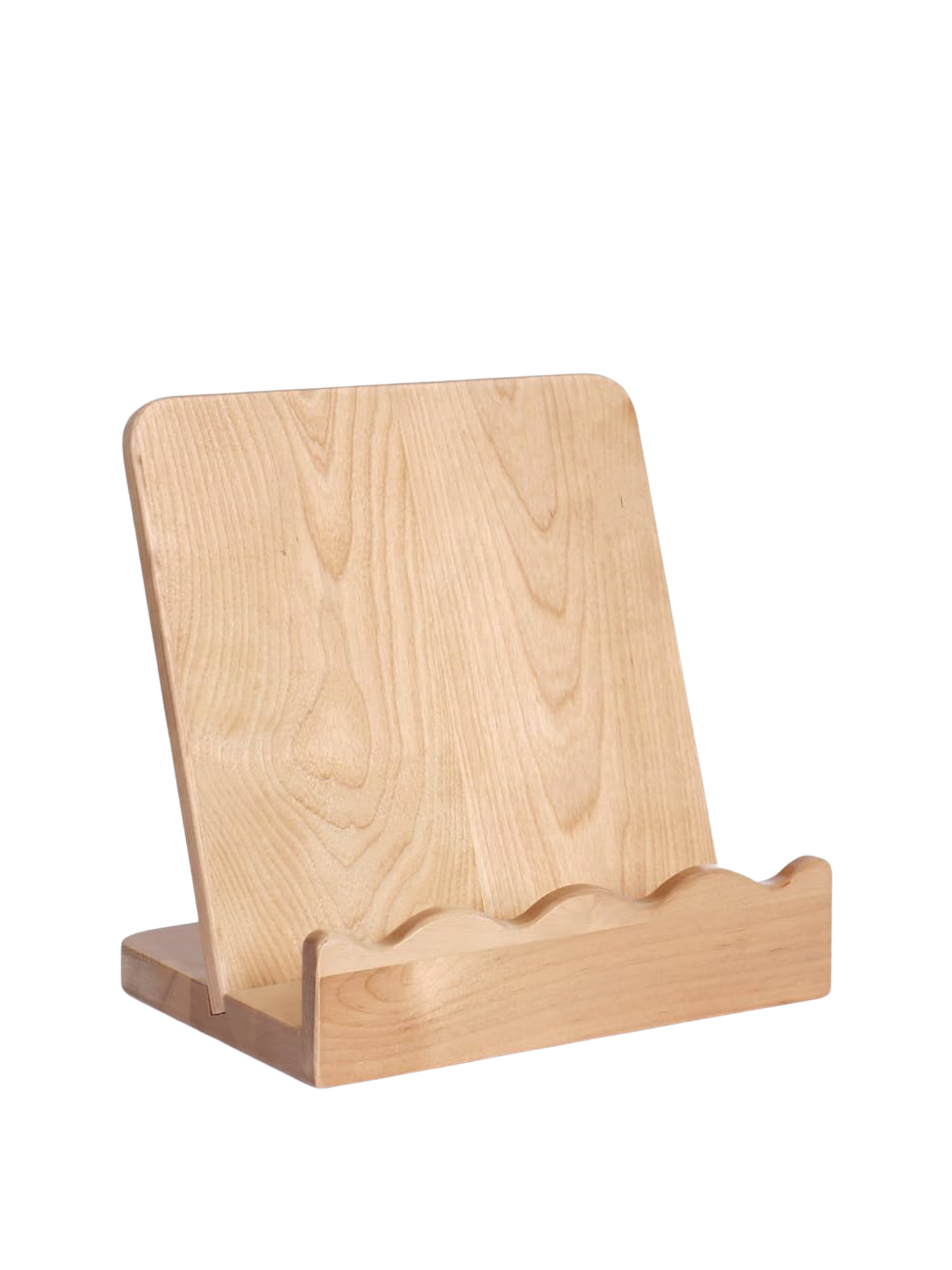 WOOD SCALLOPED COOKBOOK HOLDER AND CUTTING BOARD