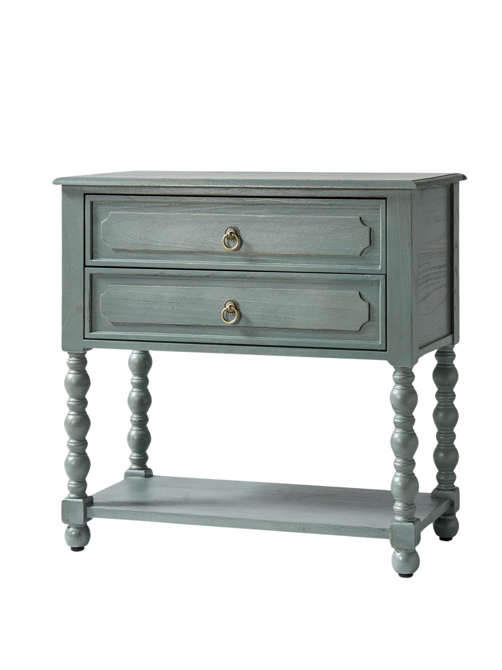 ANTIQUE BLUE NIGHTSTAND FOR BEDROOM, ORNATE DETAILS, COZY VIBES