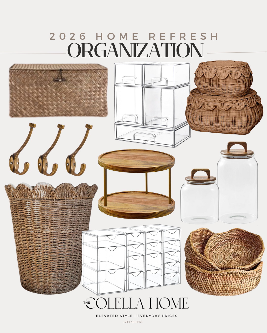 Home organization made easy, rattan baskets, containers, aesthetic kitchen finds