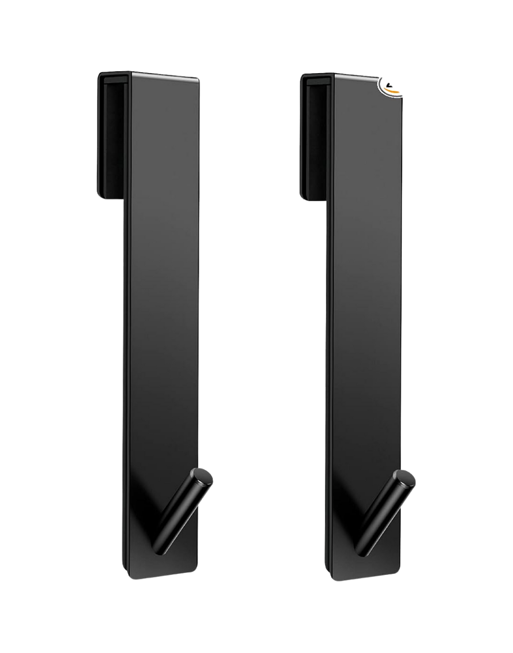 Black door lock with two cylindrical handles, partially open, revealing hollow space inside.