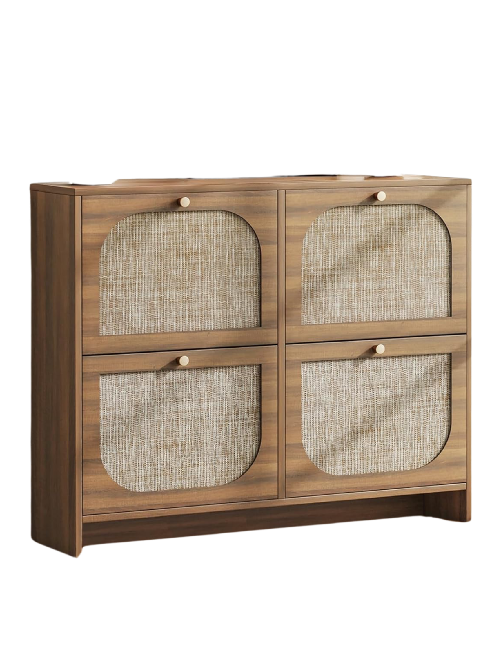 WOOD RATTAN VERSATILE SHOE CABINET FOR ENTRYWAY, PLAYROOM ORGANIZATION