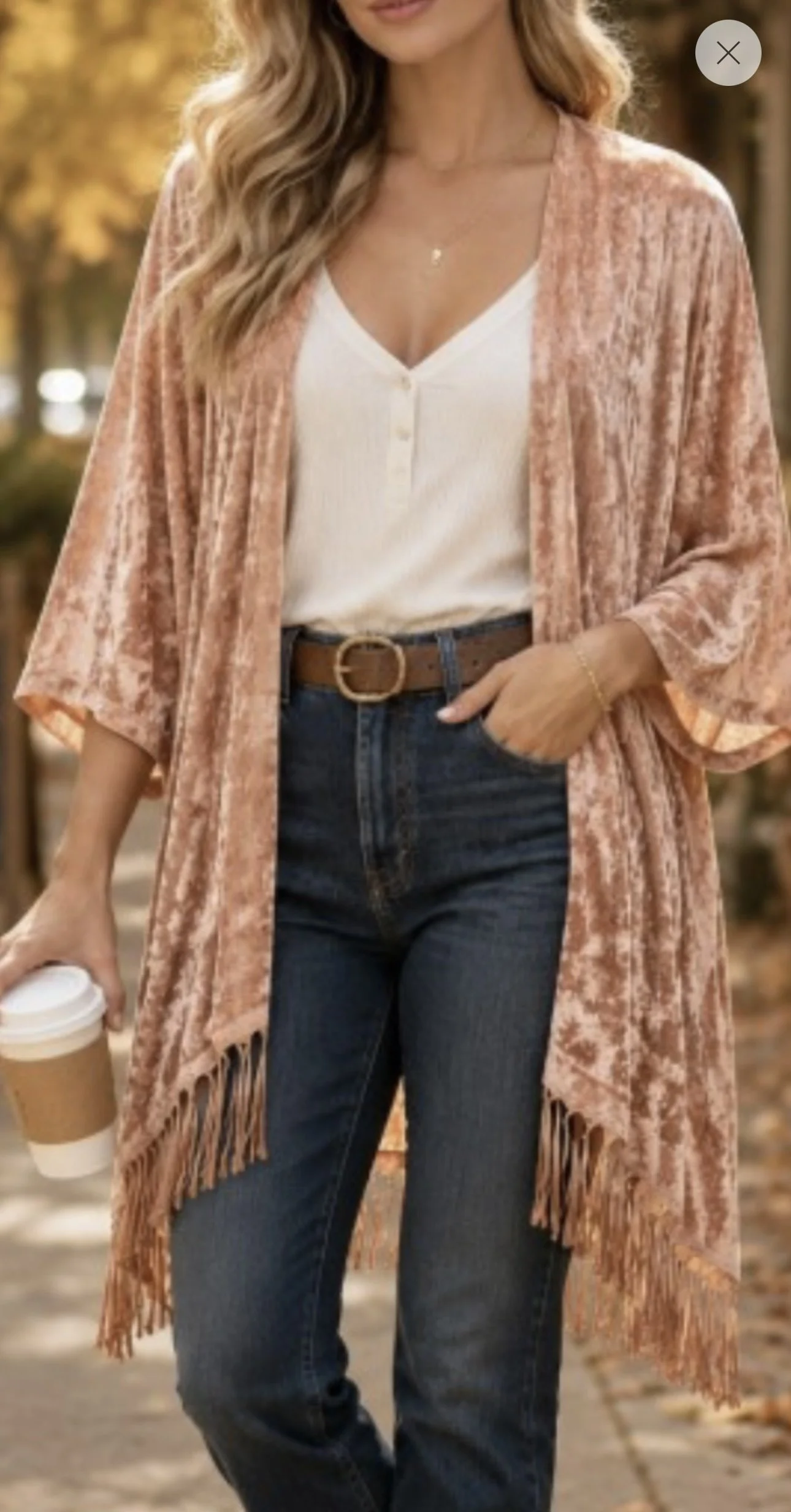 Velvet Fringe Kimono Shawl