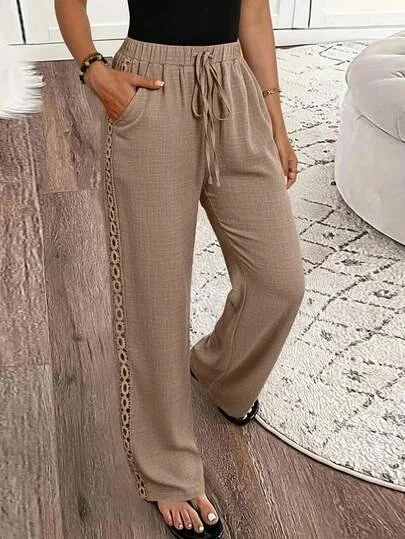 Women's Denim Effect Linen Blend Pants