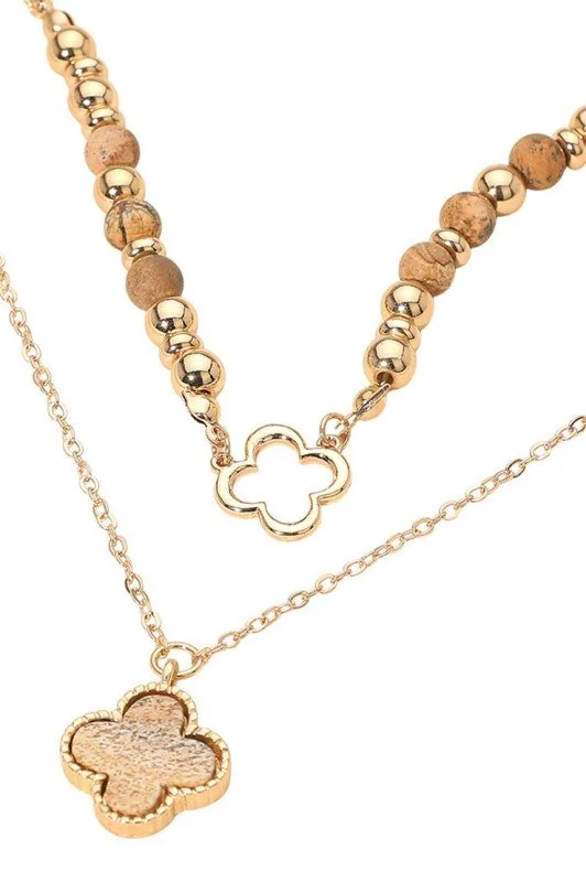 Gold & Brown Pendant Necklace