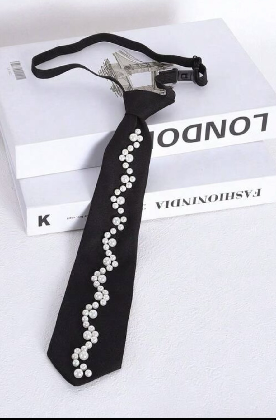 Women's Pearl Rhinestone Tie Adjustable Tie
