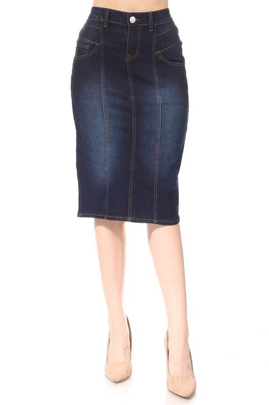 Denim Skirt-Dark Indigo