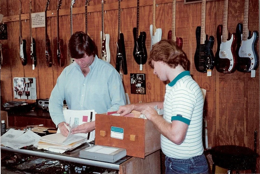 Frank and lifelong friend Ricky Standard at Schroeders Music