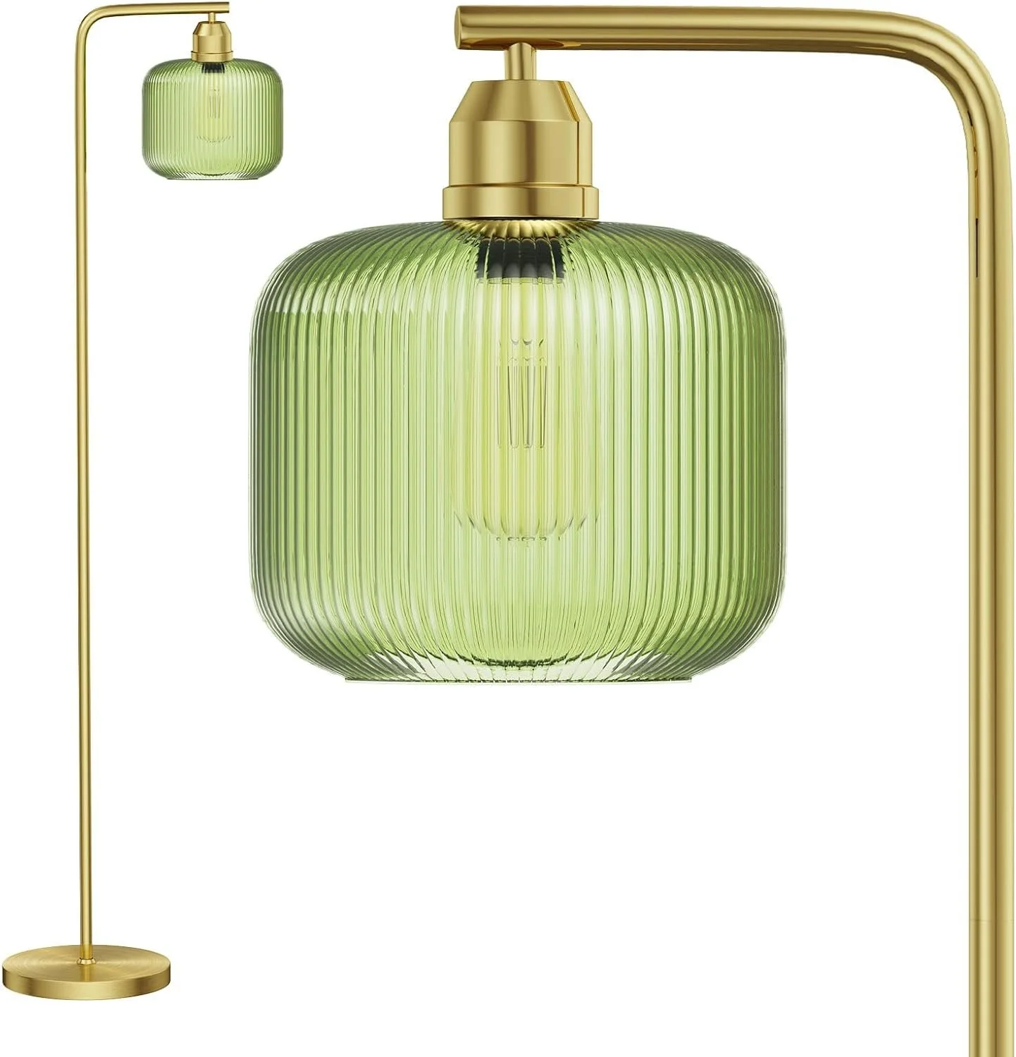 Green Ribbed Glass Lamp