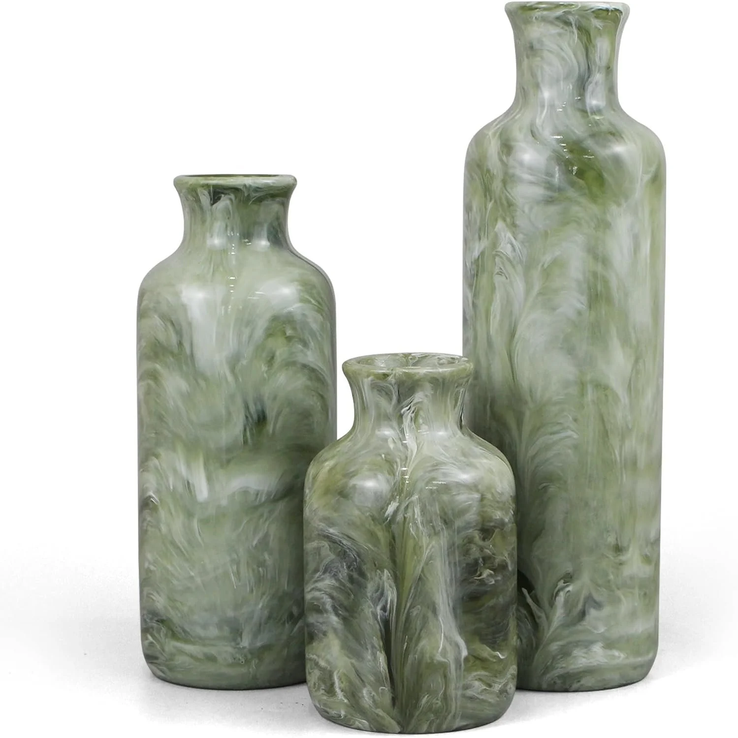 Green 3pc Vase Set