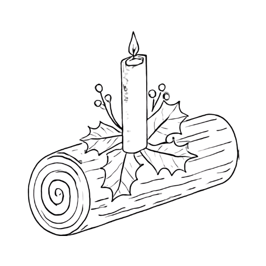 Yule log with candle used in Winter Solstice rituals for reflection, warmth, and renewal