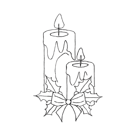 Candle illustration symbolizing Yule and the Winter Solstice, used in a seasonal cartomancy spread