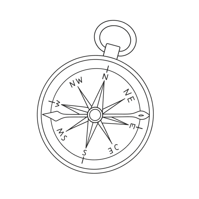 Compass symbol representing guidance in finding your rising sign or ascendant in an astrology birth chart.