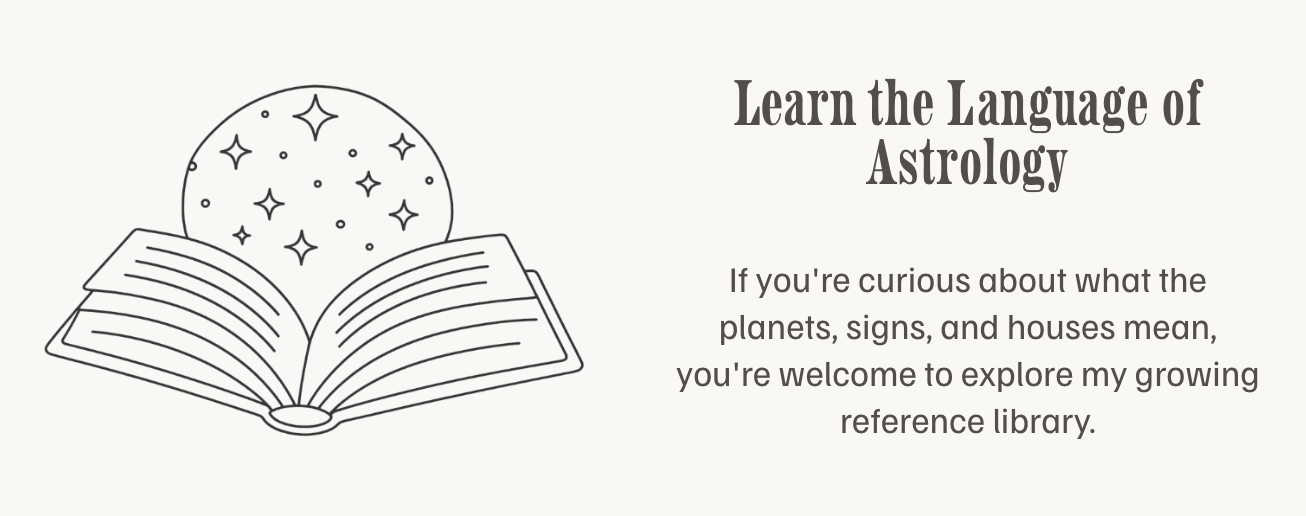 Open book with stars rising above it, symbolizing an astrology grimoire or reference guide for planets, signs, and houses.