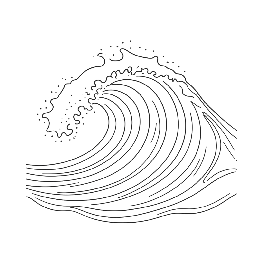 Minimal wave illustration symbolizing Cancer energy, emotional awareness, intuition, nurturance, and the flowing nature of the water element.