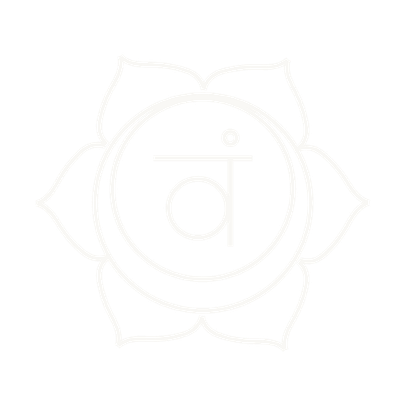 Minimal black and white outline illustration of the sacral chakra symbol with lotus petals