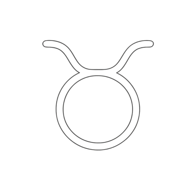 Taurus zodiac glyph representing the Venus-ruled earth sign associated with stability, sensuality, and material grounding