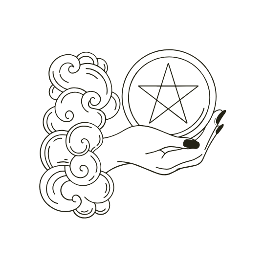 Minimal illustration introducing the tools and supplies for beginning a personal tarot practice.