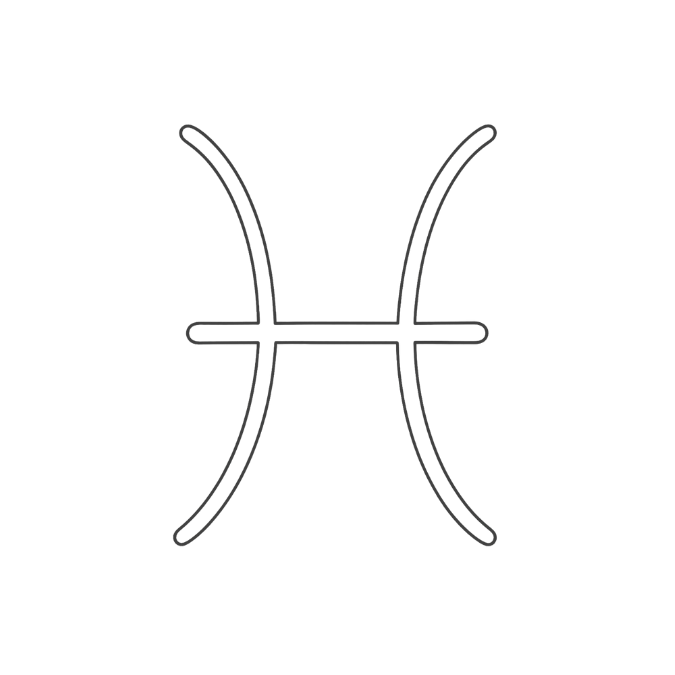 Pisces zodiac sign symbol used in astrology, representing the sign of Pisces.