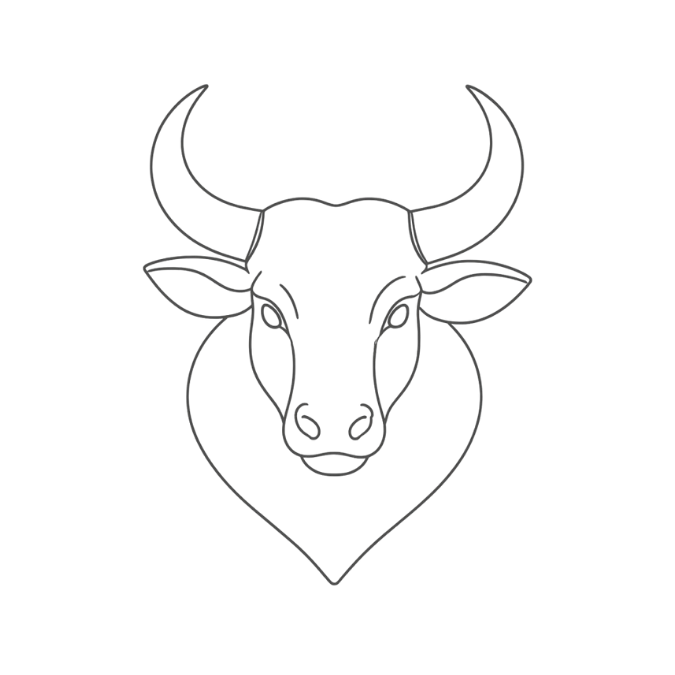 minimal line drawing of a Taurus bull head symbolizing grounded, steady, and embodied Taurus energy
