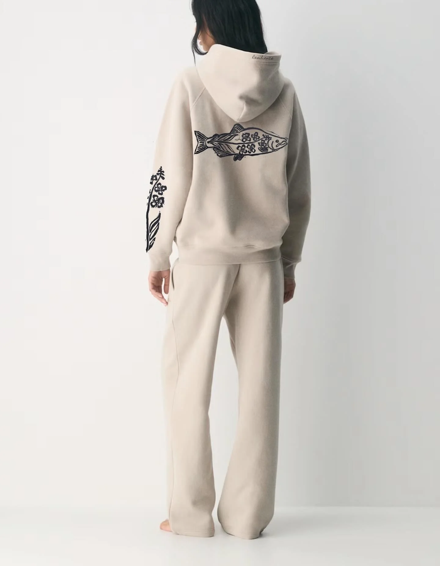 A premium streetwear hoodie in a soft bone colour. Oversized fit, drop shoulders, no drawcord. Made from a mid-weight fleece with a cloud-level cozy feel.

The design is rooted in resilience &mdash; inspired by fireweed and salmon. Growth after destr
