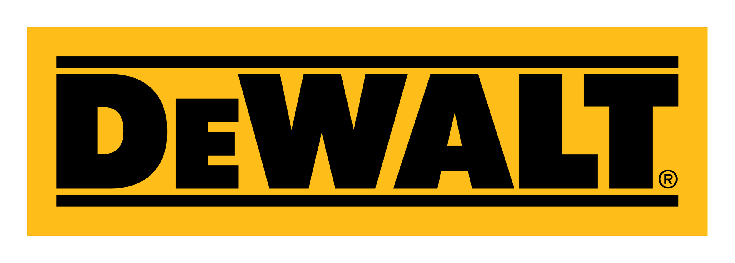 DeWalt logo, a premier manufacturer of industrial power tools, hand tools, and accessories.