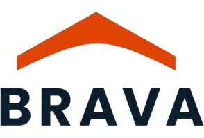 The logo for Brava with a stylized orange and brown roof above the word 'BRAVA' in bold dark letters.
