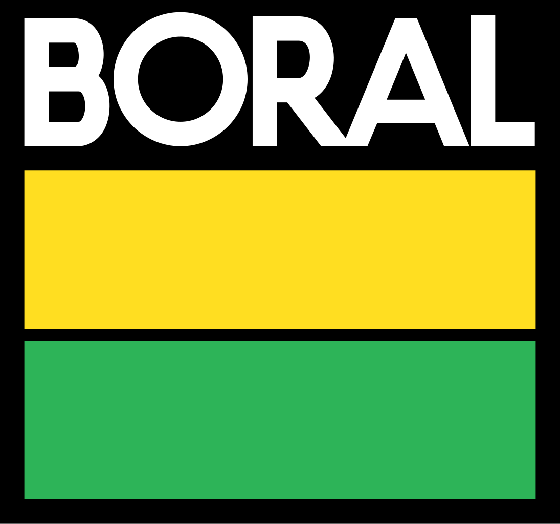 BORAL logo, a vertically-integrated construction materials company, supplying quarry products, cement, concrete, and asphalt