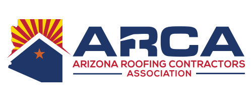 Logo of the Arizona Roofing Contractors Association (ARCA) featuring a stylized roof with a star and sun rays in the background.