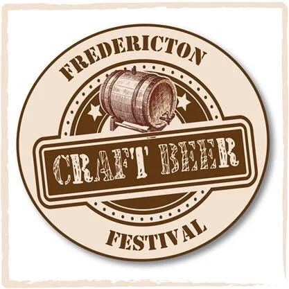 A logo for the Fredericton Craft Beer Festival featuring a barrel and bold text.