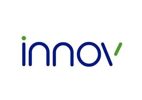 The logo of Innova, featuring the company name in blue lowercase letters with a green dot above the left letter and a green apostrophe-style mark after the letter 'v'.