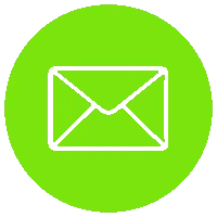Icon of an envelope on a green circular background