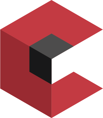 Isometric illustration of a red open box with a black cube inside