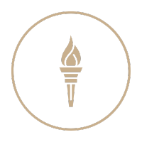 A beige torch icon inside a black circle with a beige outline